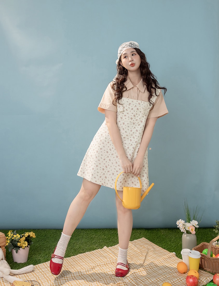 Spring Cotton Linen Stitch Plus Size Short Sleeve Shirt
