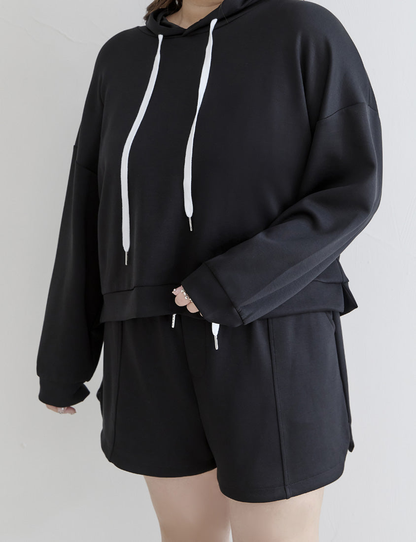 Cloud Cotton Multi-Color Cropped Plus Size Hoodie