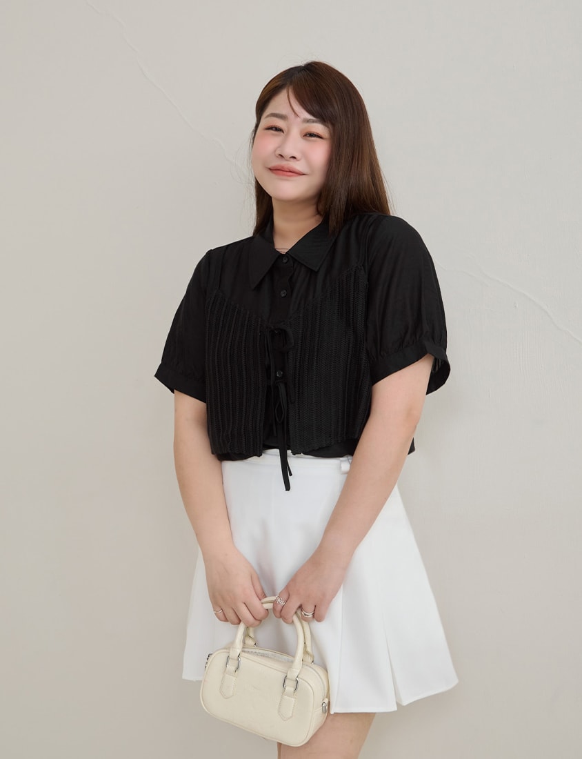 MISS. Faux Two Piece Sheer Plus Size Shirt (with Inner Tank Top)