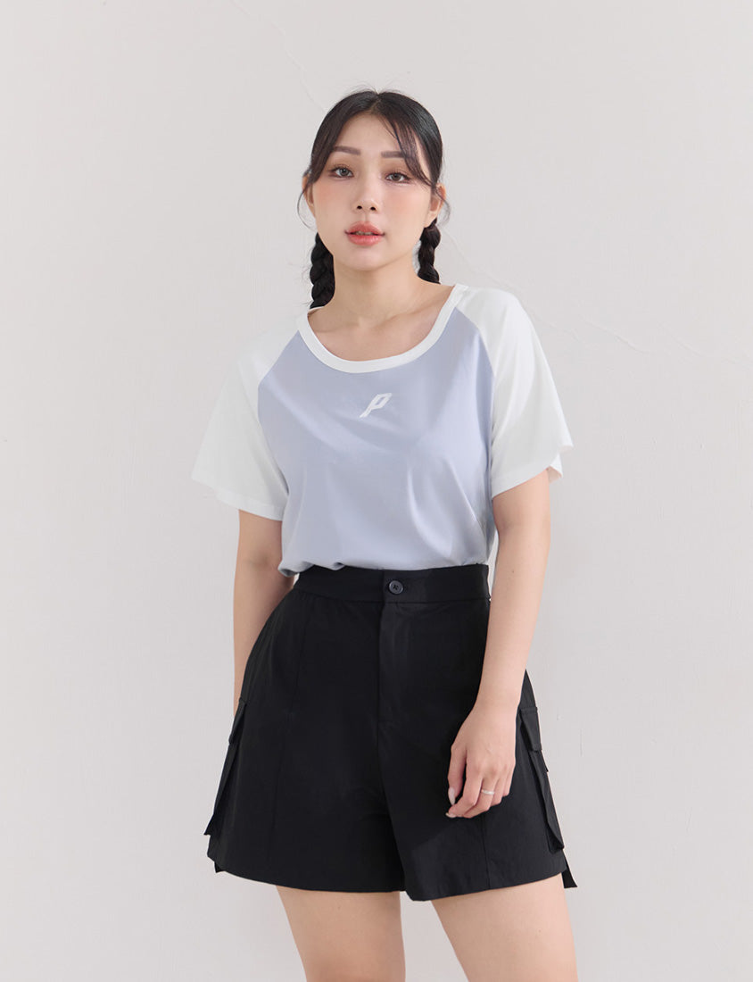 Casual Raglan Contrast Sleeve Plus Size Tee