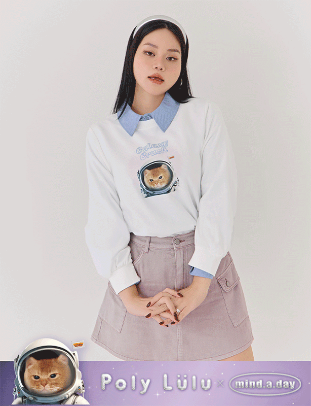 Spacesuit Cover Cat Graphic Plus Size Sweater (Unisex) (MIND.A.DAY Collaboration)