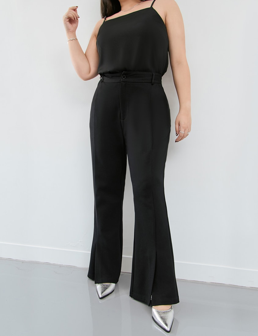 MISS. Apple-Shaped Friendly! Perfect Fit Slit Plus Size Flare Tailored Pants