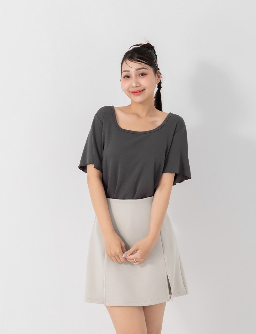 Cloud Cotton A-line Slit Plus Size Skort