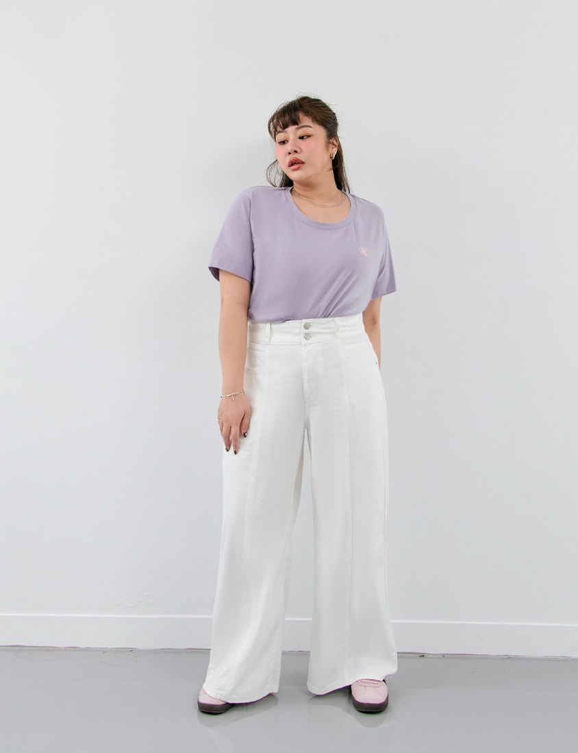 Heavyweight Floral Embroidery Plus Size Crewneck Tee