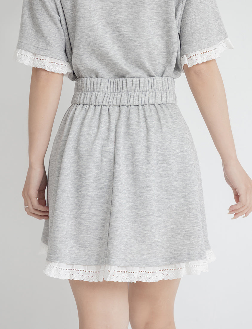 Lace Trim Cloud Cotton Plus Size Mini Skirt