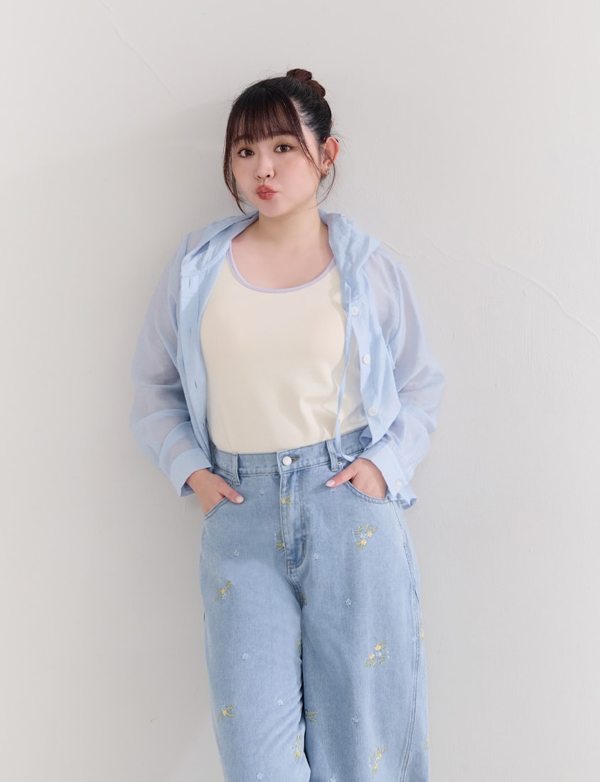 Cute Bow Pocket Sheer Hooded Plus Size Jacket
