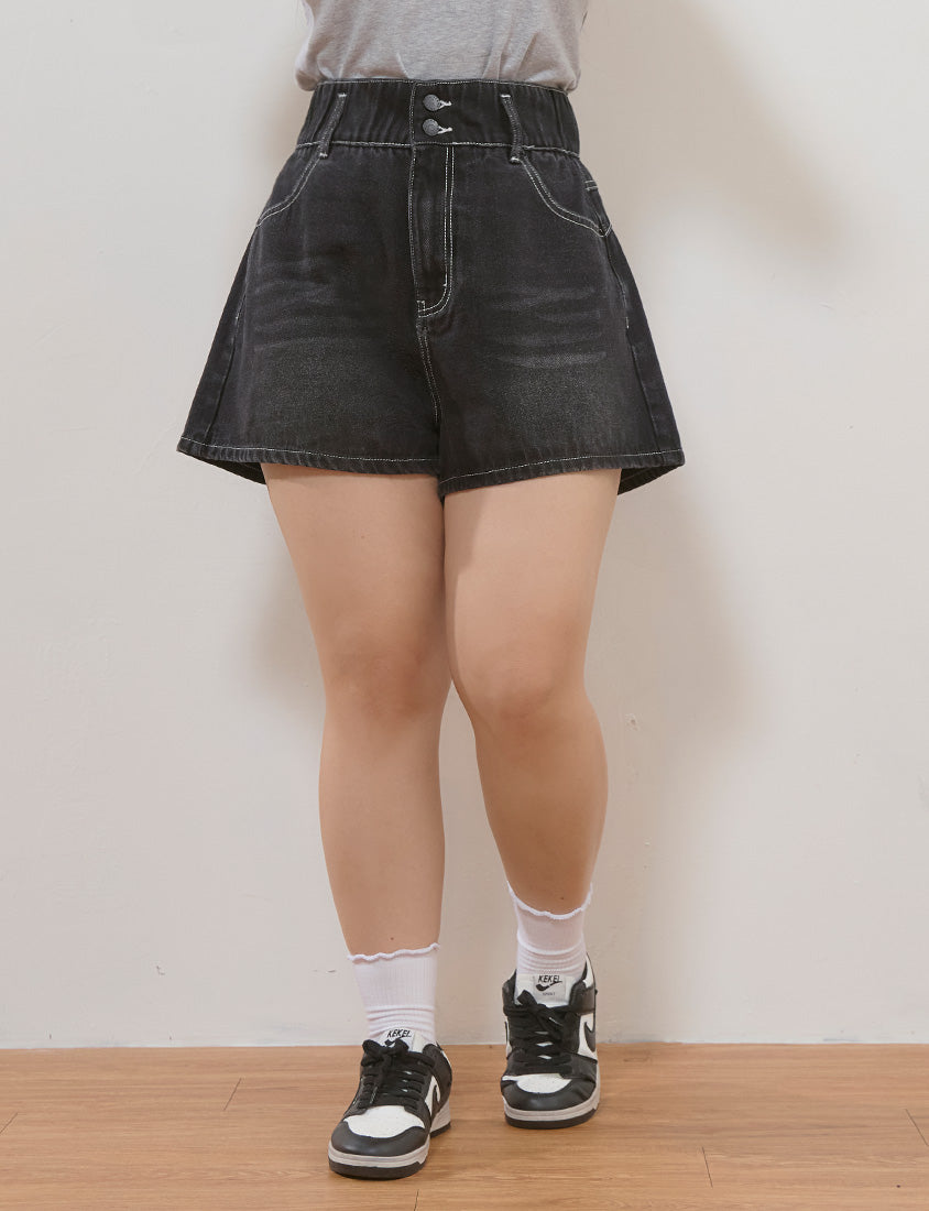 High Waist Hip-Lifting Stitch Plus Size Denim Shorts