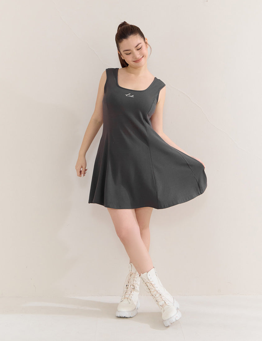 Embroidered Elastic Waist Plus Size Mini Dress