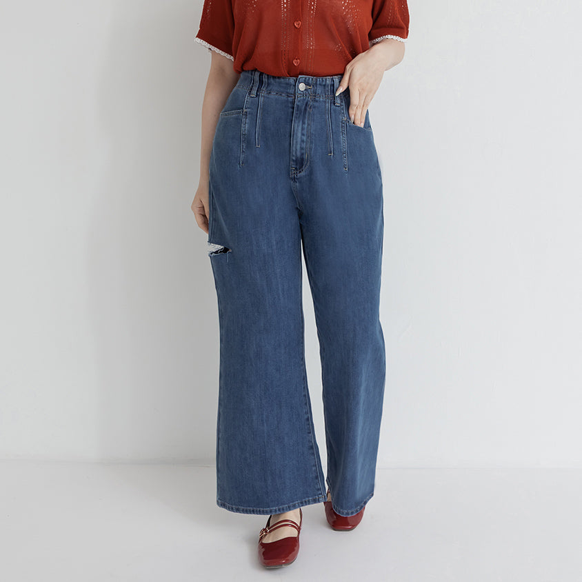 Slim Stitch Distressed Lyocell Denim Plus Size Jeans