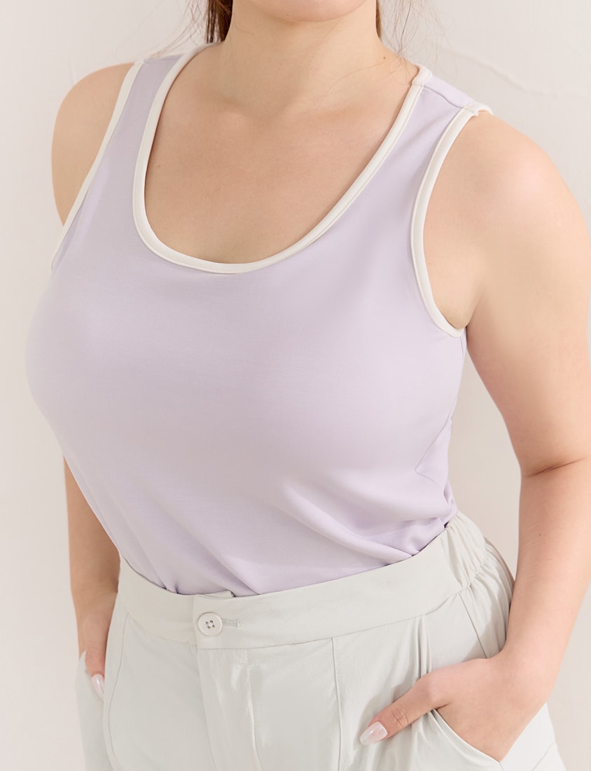 Pobra. Lyocell Cloud Cotton Contrast Plus Size Bra Tank Top