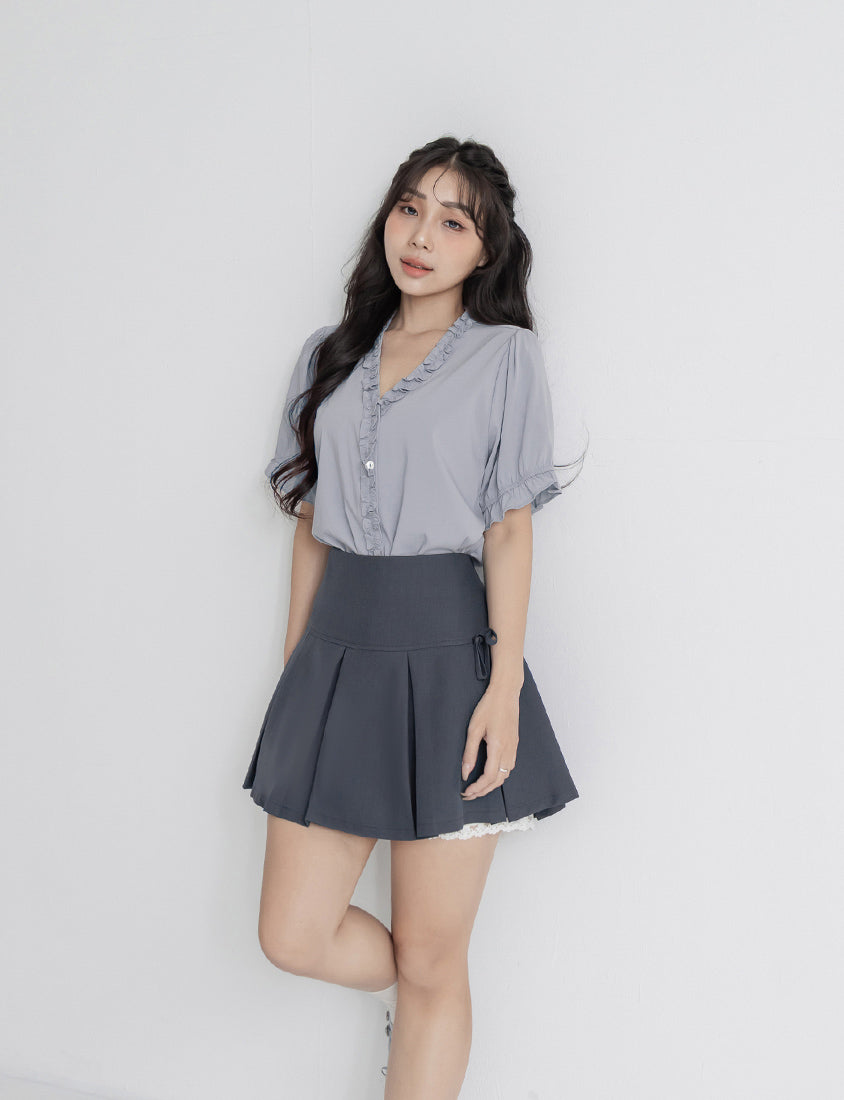 Romantic Ruffle V-Neck Short Sleeve Plus Size Blouse