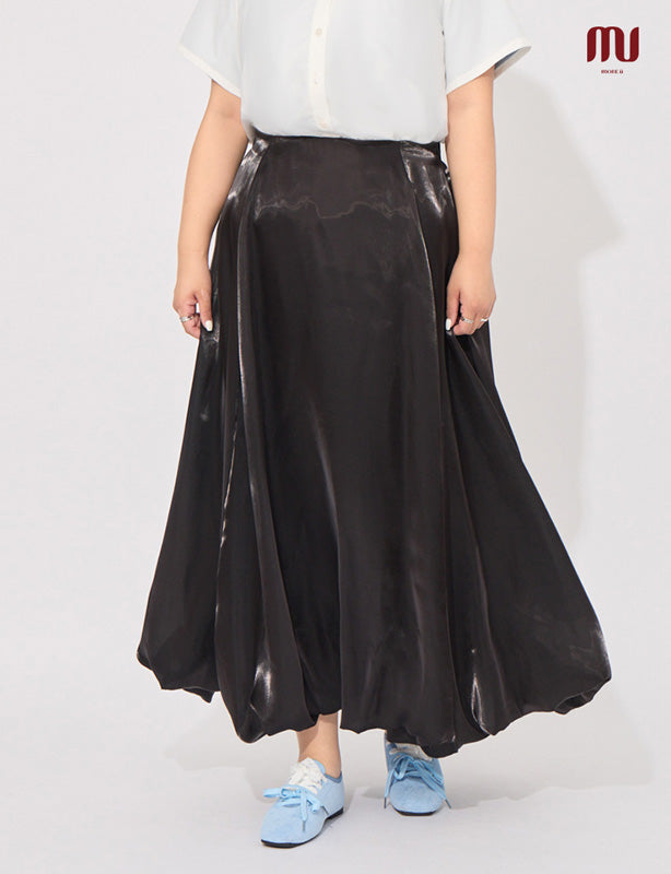 MORE U Airy Glossy Plus Size Bubble Skirt