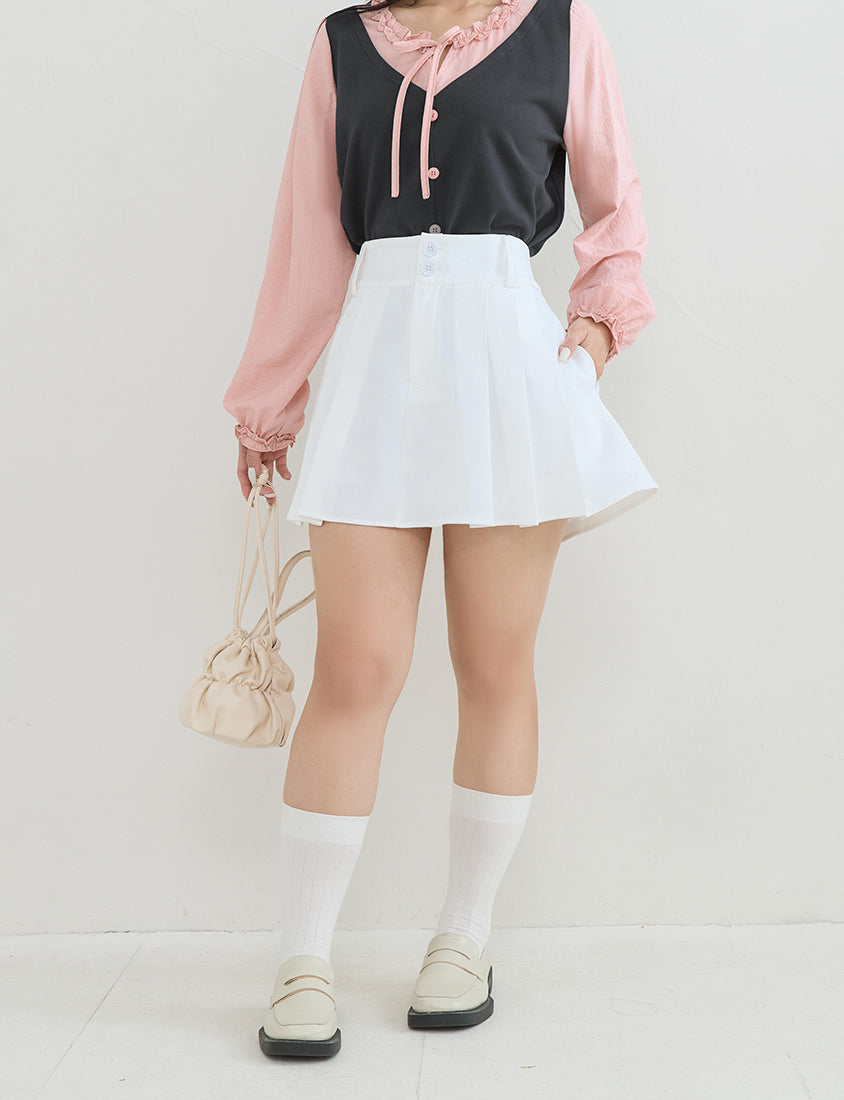 Slimming A-Line Pleated Plus Size Mini Skirt