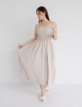 Adjustable Elastic Strap Twill Plus Size Dress