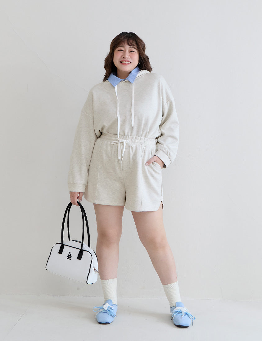 Cloud Cotton Multi-Color Cropped Plus Size Hoodie