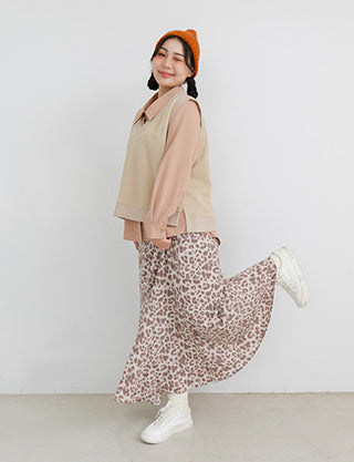 Sweet Versatile V-Neck Cotton Side Slit Plus Size Vest