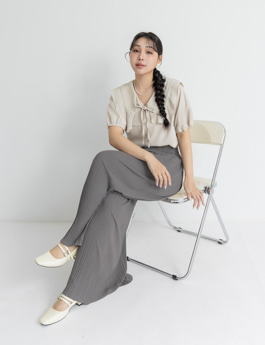 Silky Cool Fine Pleated Plus Size Wide-Leg Pants