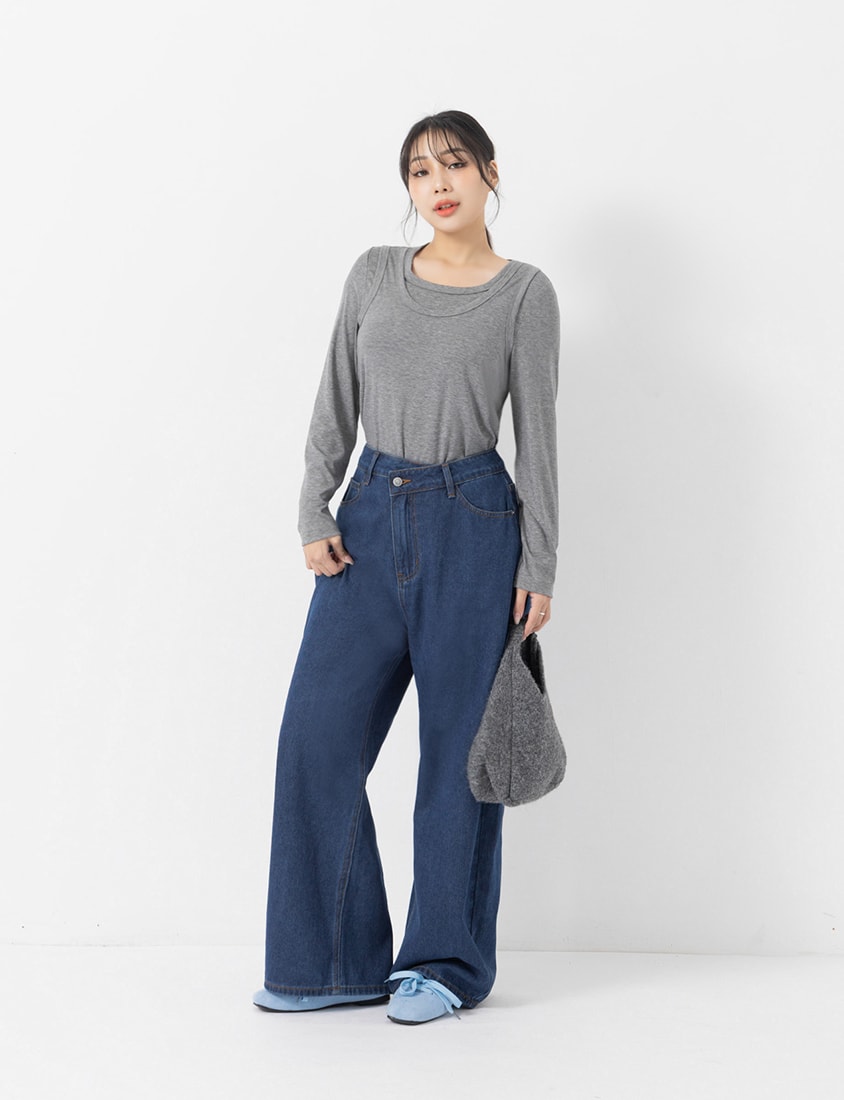 Soft Tencel Wool Plus Size Two-Piece Top (With Inner Top)