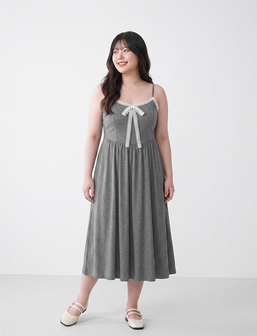 French Style Minimalist Adjustable Plus Size Cami Maxi Dress