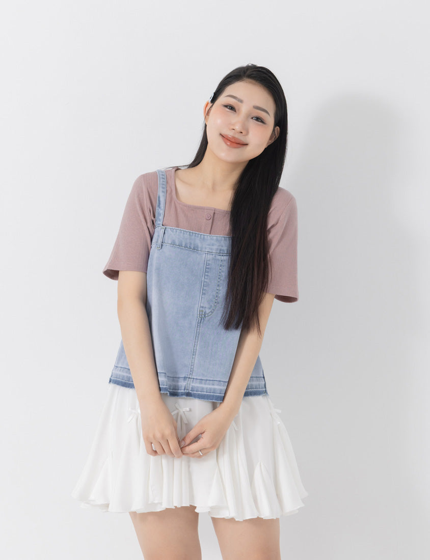 Tencel Denim Elastic Back Plus Size Strap Cami Vest