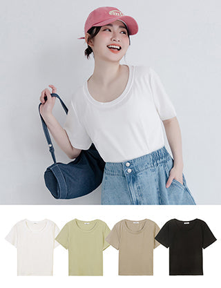 Silky Cool Liquid Touch Cotton Short Sleeve Plus Size Tee