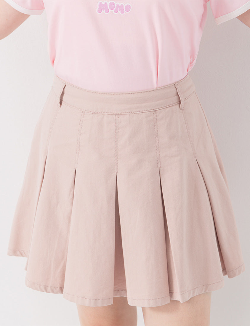Sweet Summer Twill Pleated Plus Size Mini Skirt