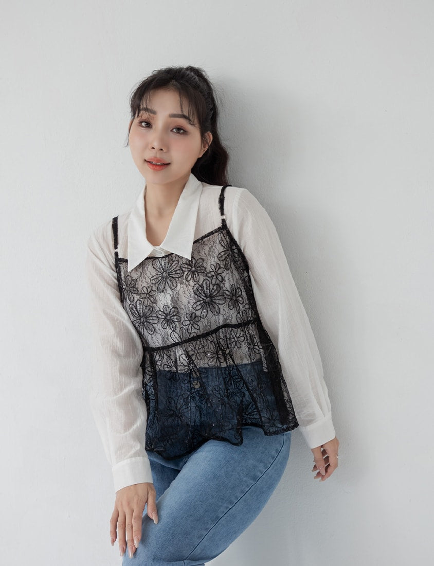 Delicate Floral Lace Layering Plus Size Camisole Vest