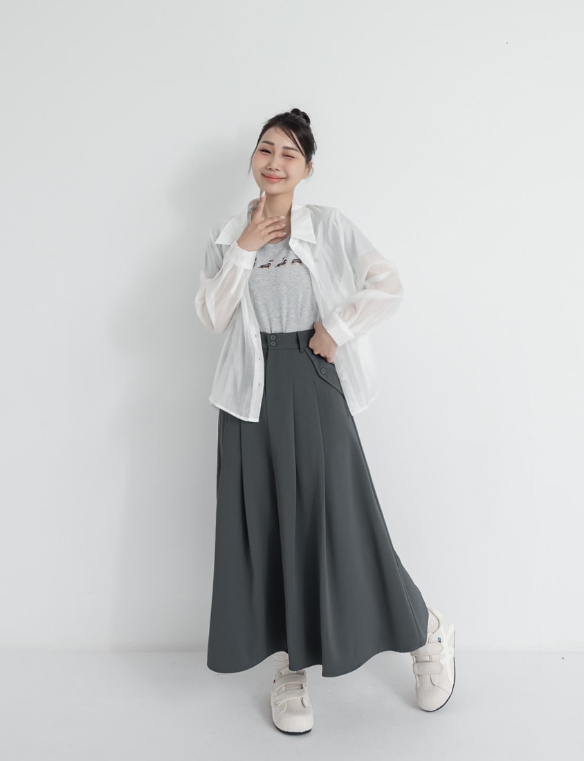 Tencel Silky Sheer Back Slit Tie-Front Plus Size Shirt