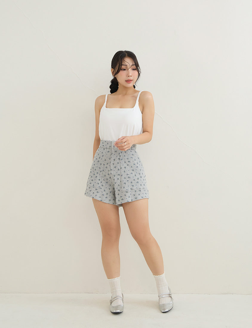 Sweet Floral Waffle Plus Size Shorts