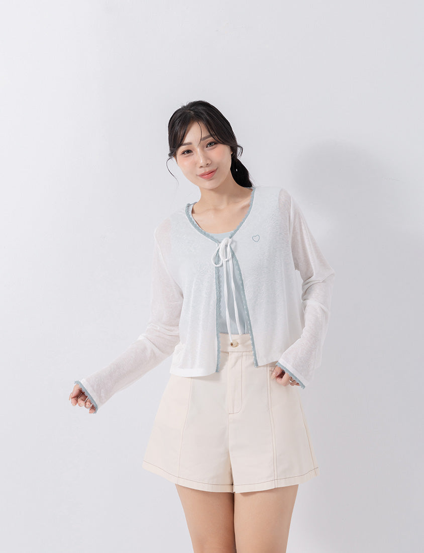 Instant Cooling Lyocell Lace Tie Front Plus Size Cover-Up