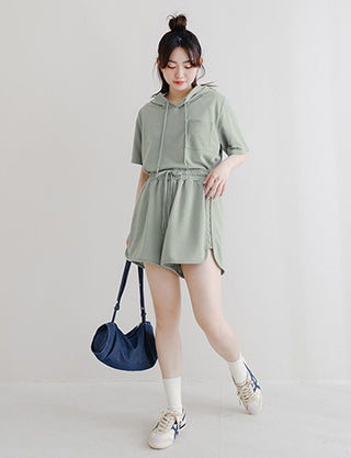 MISS. Casual Slit Drawstring Plus Size Shorts