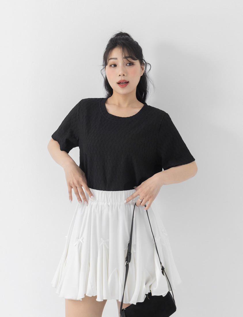 Basic Crinkle Plus Size Crewneck Top