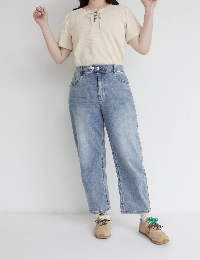 Ruffle Trim Ribbed Tie Front Short Sleeve Plus Size Top