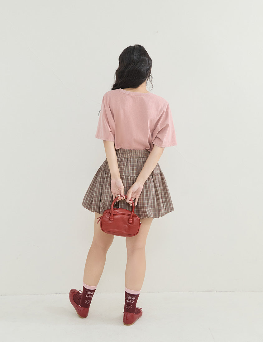 Playful Plaid Balloon Plus Size Mini Skirt