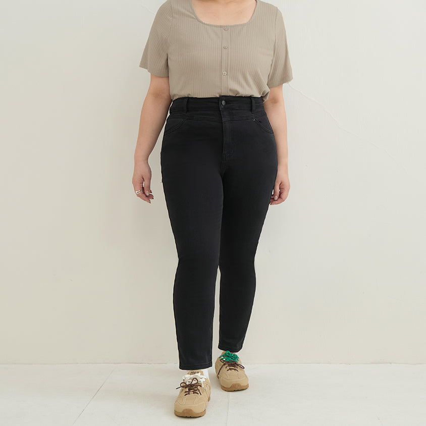 High-Waist Stretch Slim-Leg Plus Size Pants (Regular)