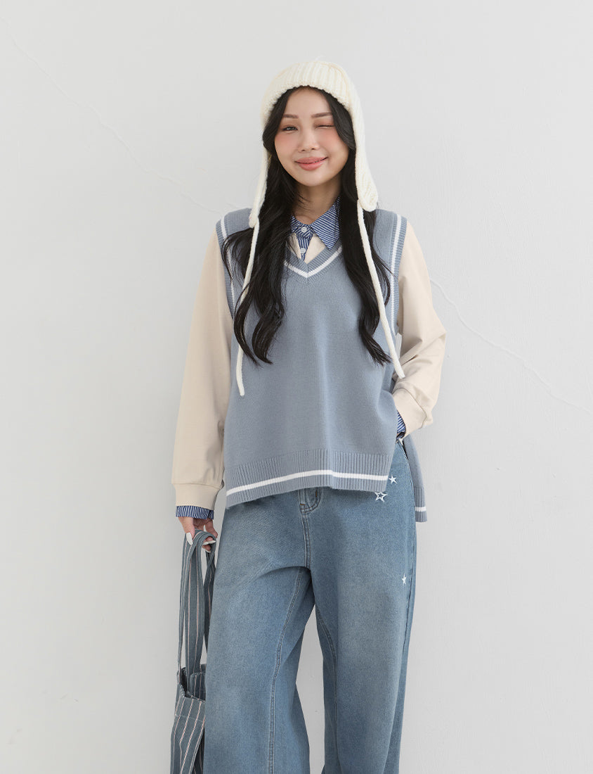 Heart Logo Faux Two Piece Plus Size Sweatshirt