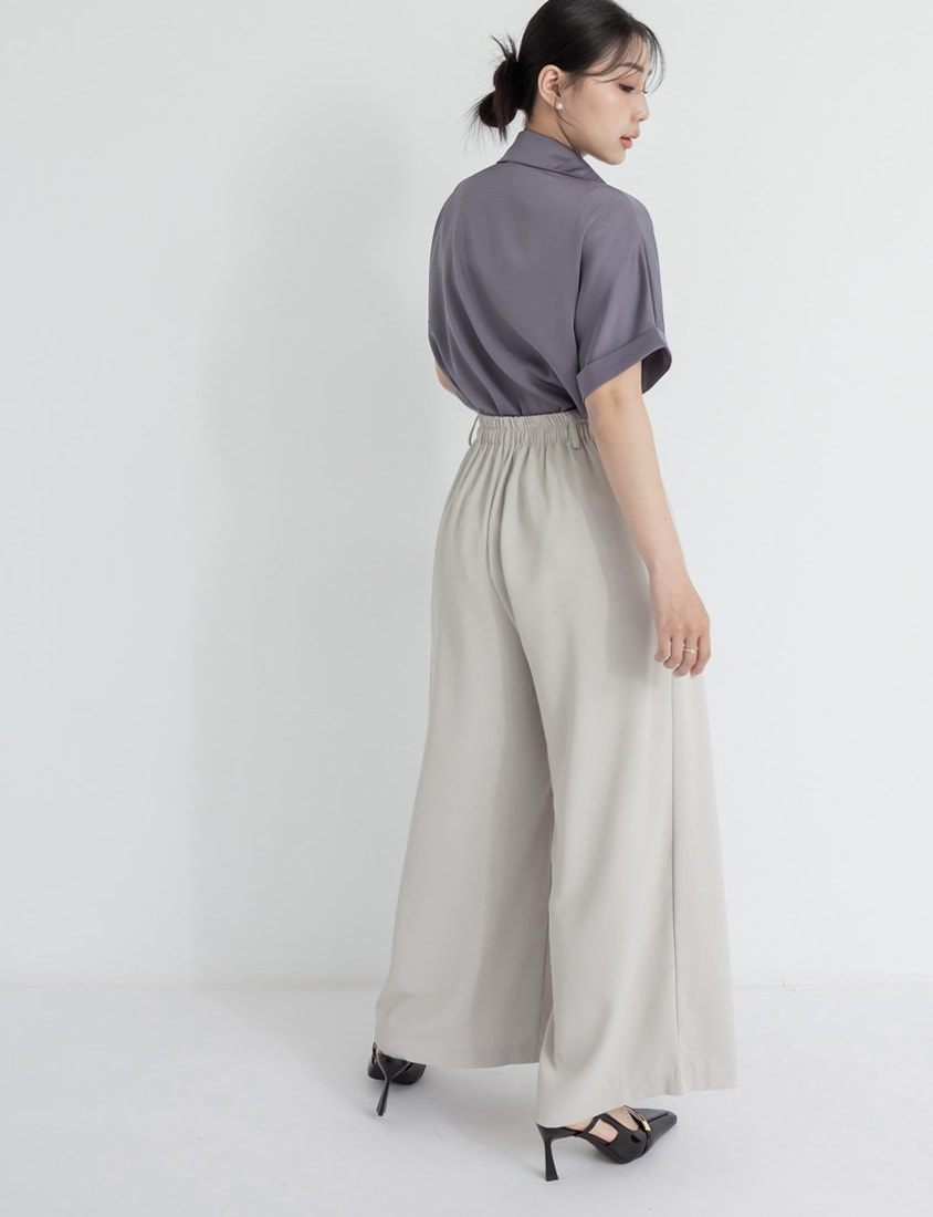 MISS. Minimal Satin Rolled Sleeve Plus Size Shirt