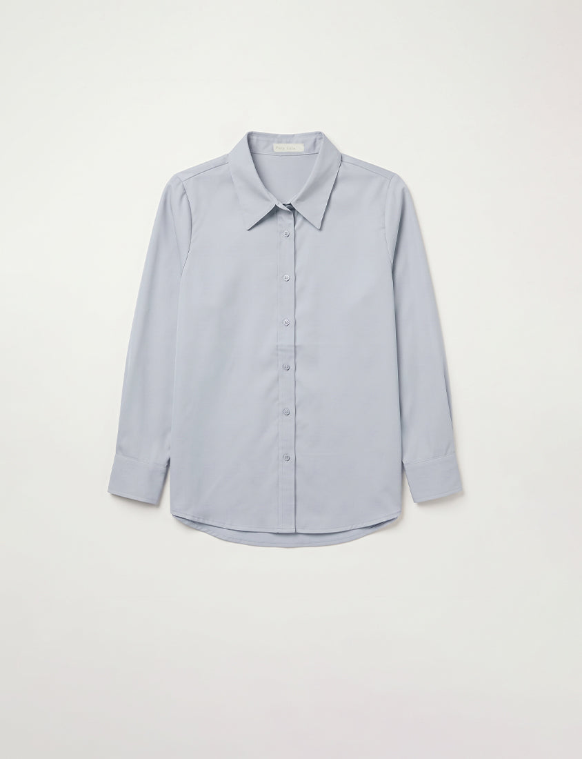 MISS. Easy-Care Contrast Color Long Sleeve Plus Size Shirt