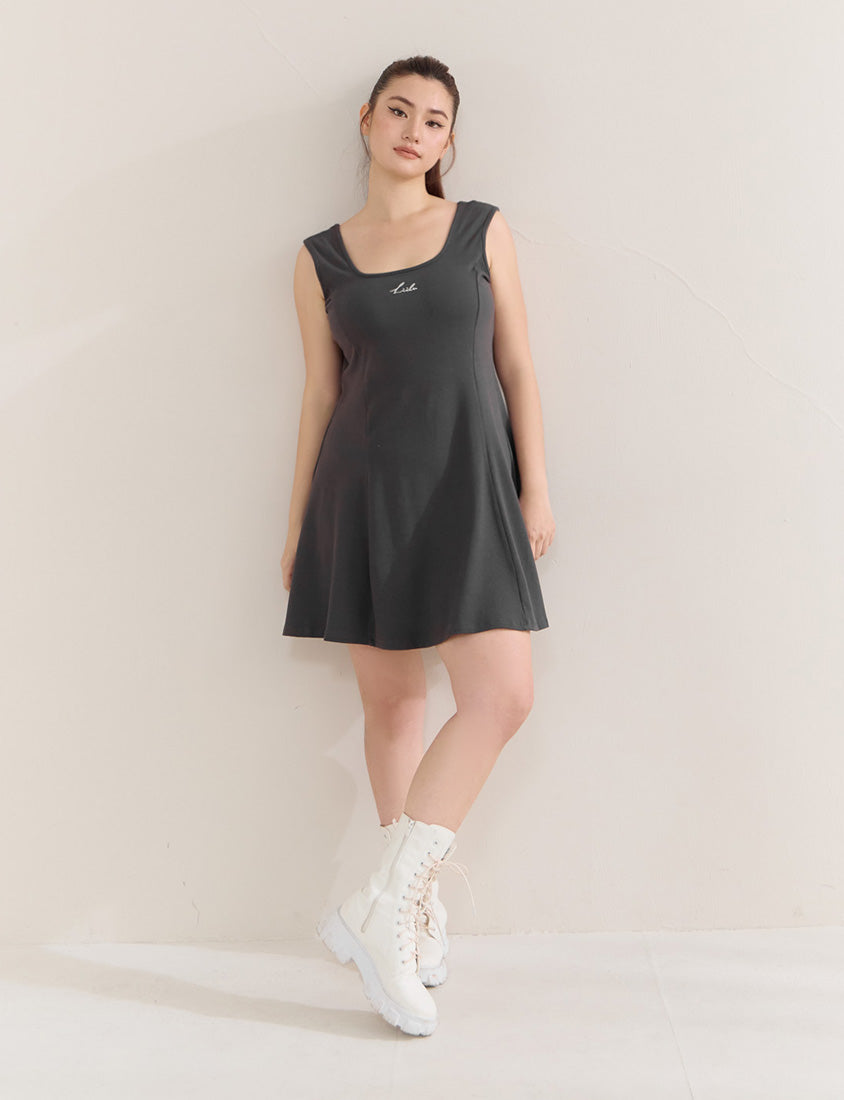 Embroidered Elastic Waist Plus Size Mini Dress
