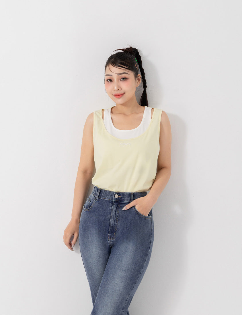 Instant Cooling Cat Paw Embroidered Contrast Plus Size Tank Top