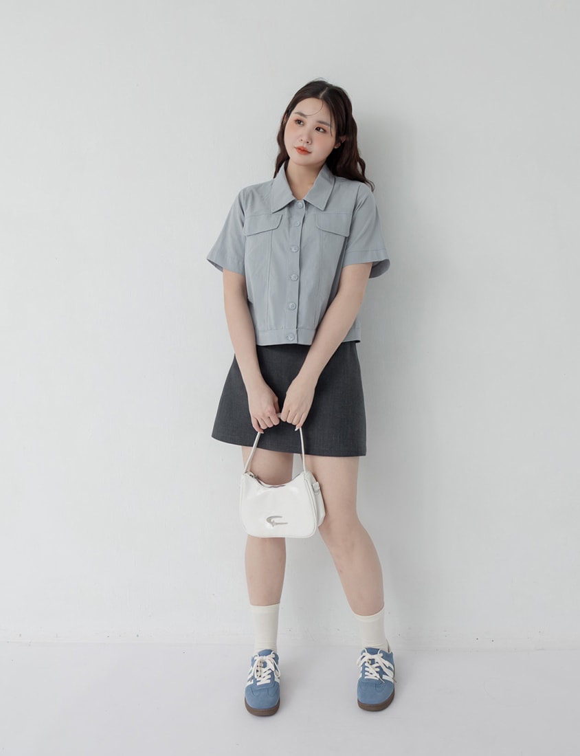 Spring Cotton Linen Stitch Plus Size Short Sleeve Shirt