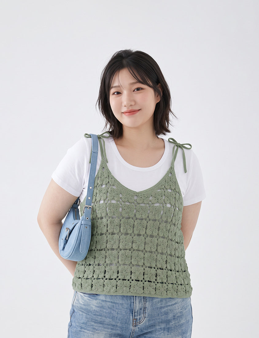 Japanese-Inspired Crochet Grid Plus Size Vest