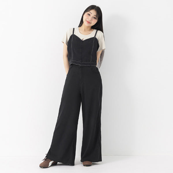 Lightweight Tencel Silky Denim Slit Plus Size Pants