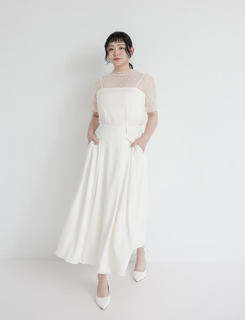 MISS. Slim Fit Tailored Pleated A-Line Plus Size Maxi Skirt