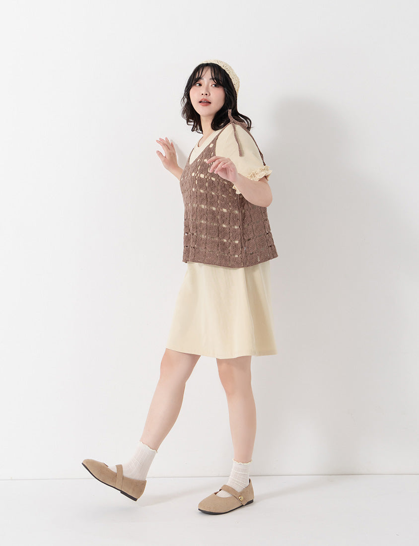 Japanese-Inspired Crochet Grid Plus Size Vest