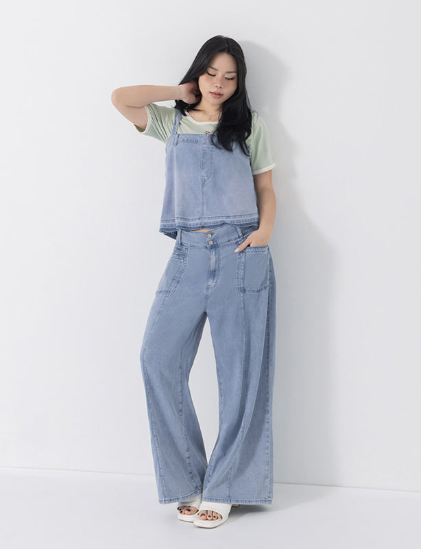 Tencel Denim Elastic Back Plus Size Strap Cami Vest