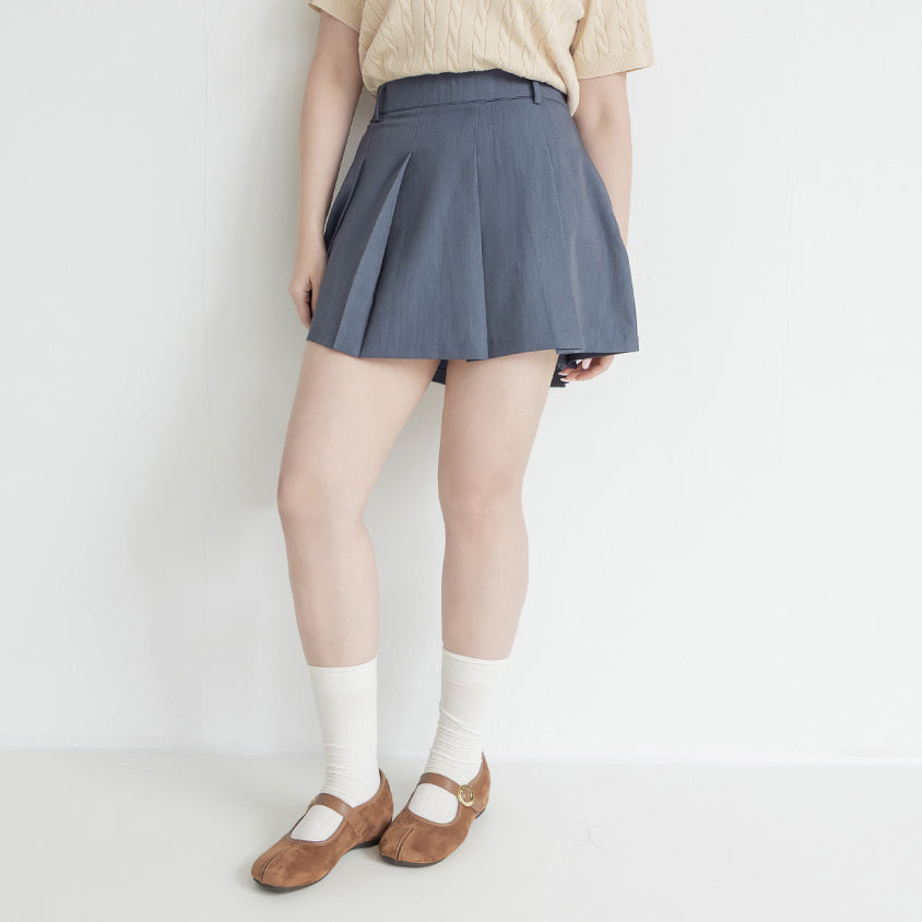 Sweet Preppy Pleated Plus Size Skort