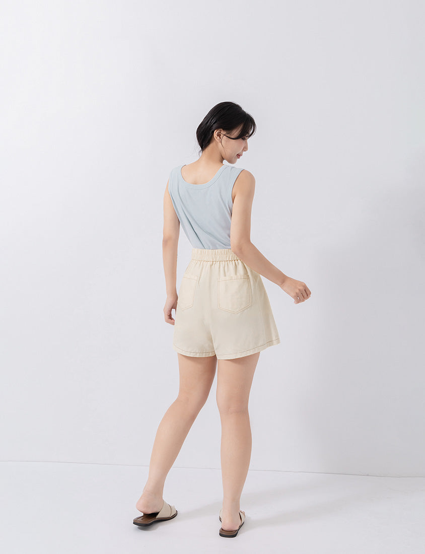 Cool Touch Lyocell Contrast Stitch Plus Size Shorts