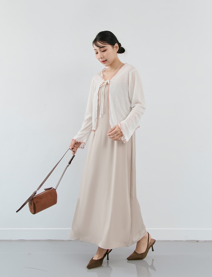 MISS. Korean Style Adjustable Strap Back Slit Plus Size Maxi Dress