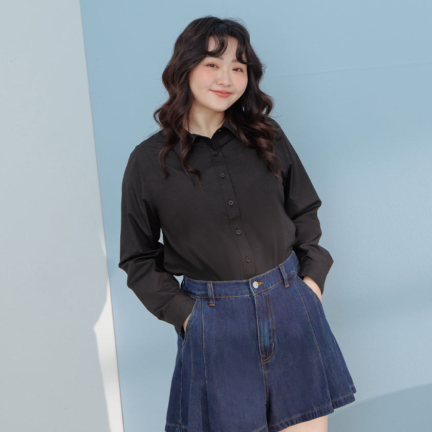 Apple-Shaped Friendly! Perfect Fit Seamed Versatile Plus Size Shirt